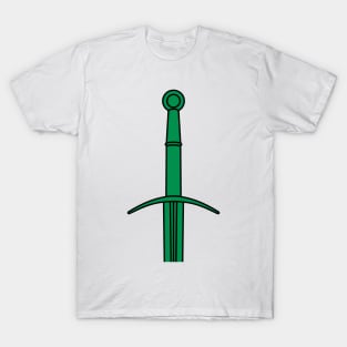 Hand and a Half Sword Garnish / Bastard Sword (Green) T-Shirt